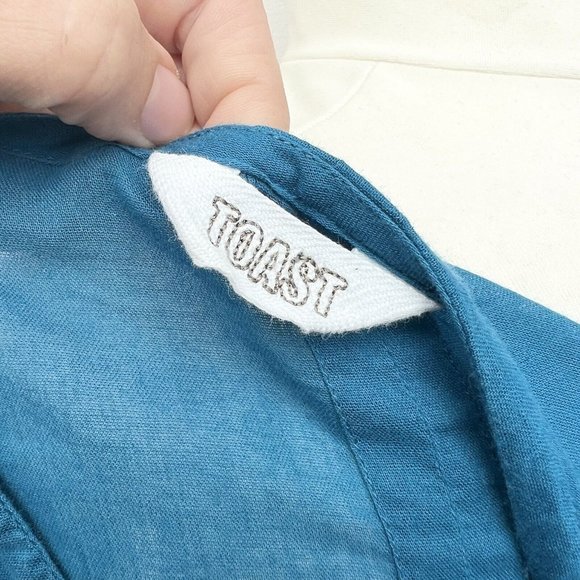 Toast Ladies One Size Aqua Teal Kaftan Beach Cover 100% Cotton Embroidered Flowy - Picture 8 of 8